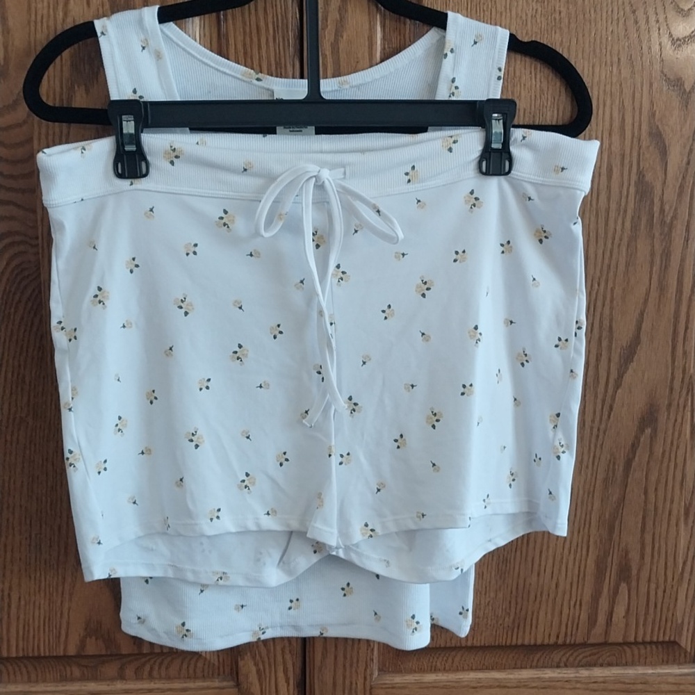 No Boundaries NWT Rib Tank & Short Set Loungewear Juniors XXL White Yellow